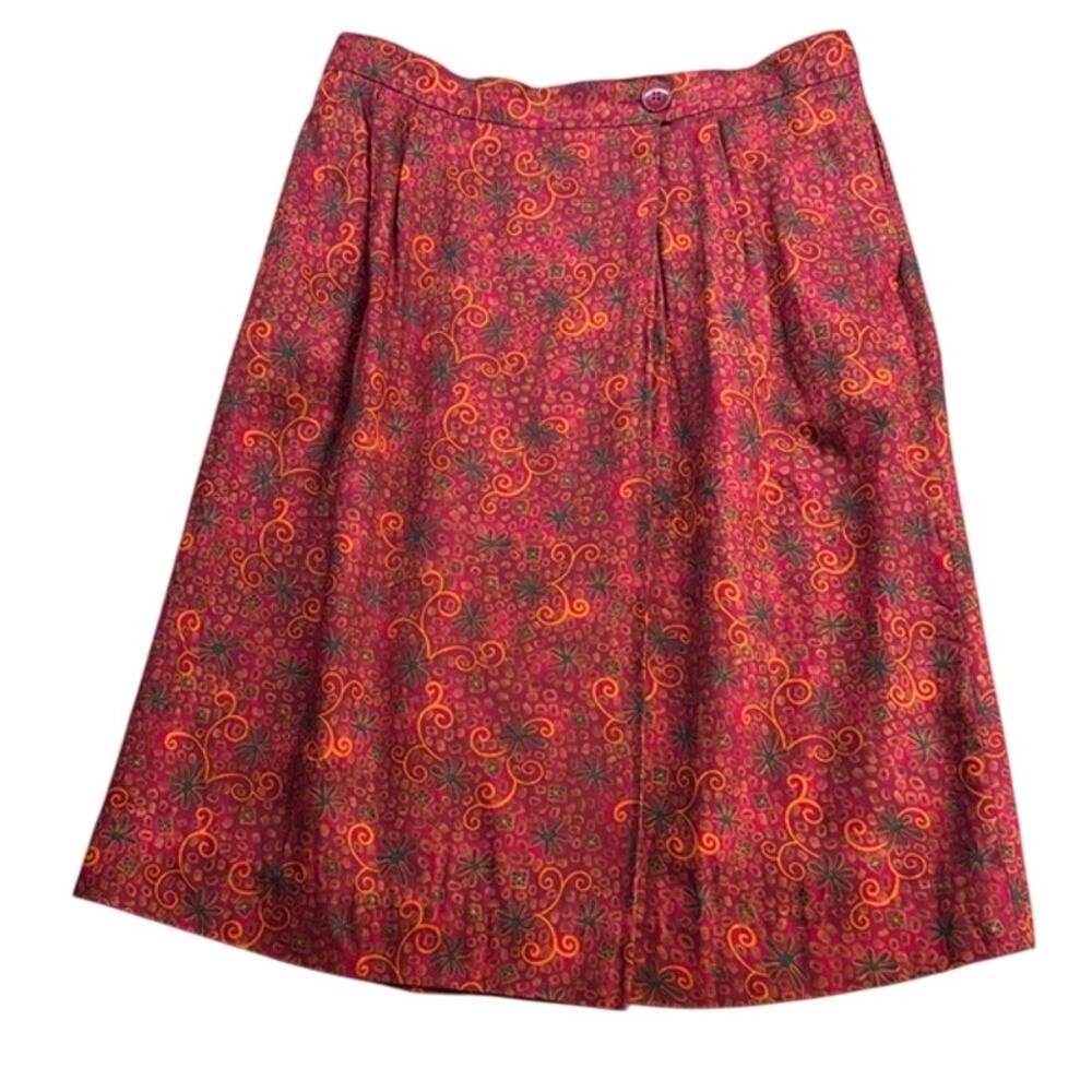 Vintage Sophisticates Petites Pendleton Red Gold Abstract Design Skirt Size 16